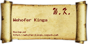 Wehofer Kinga névjegykártya